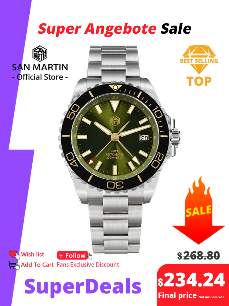 Luxury Watch La - San Martin 39mm Diver GMT Watch