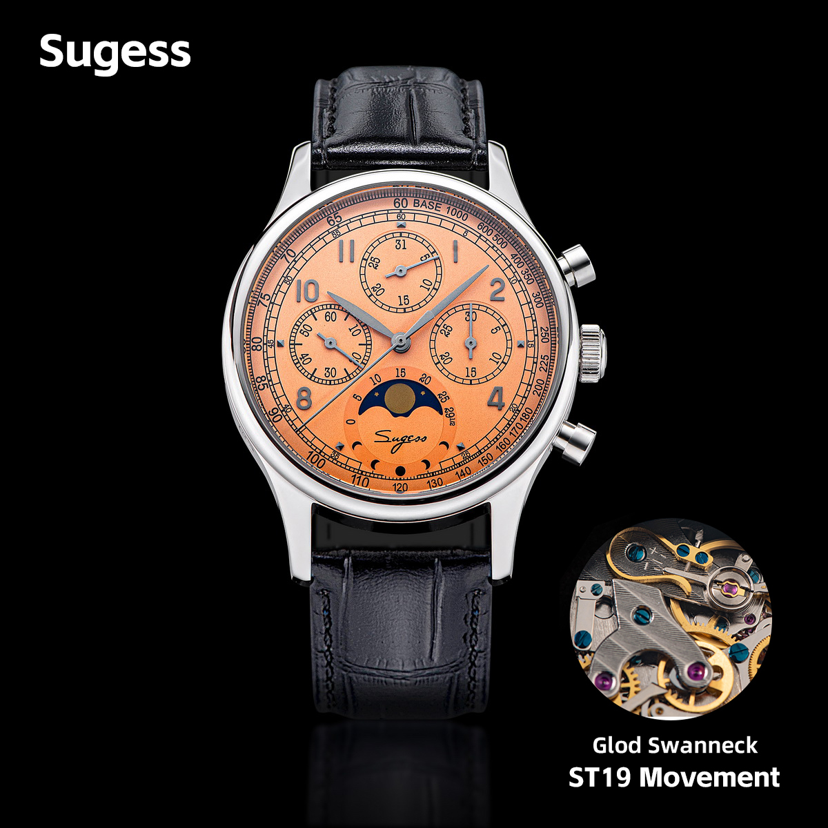 Moonphase Complication Watch - Sugess Watch of Men Chronograph Tianjin