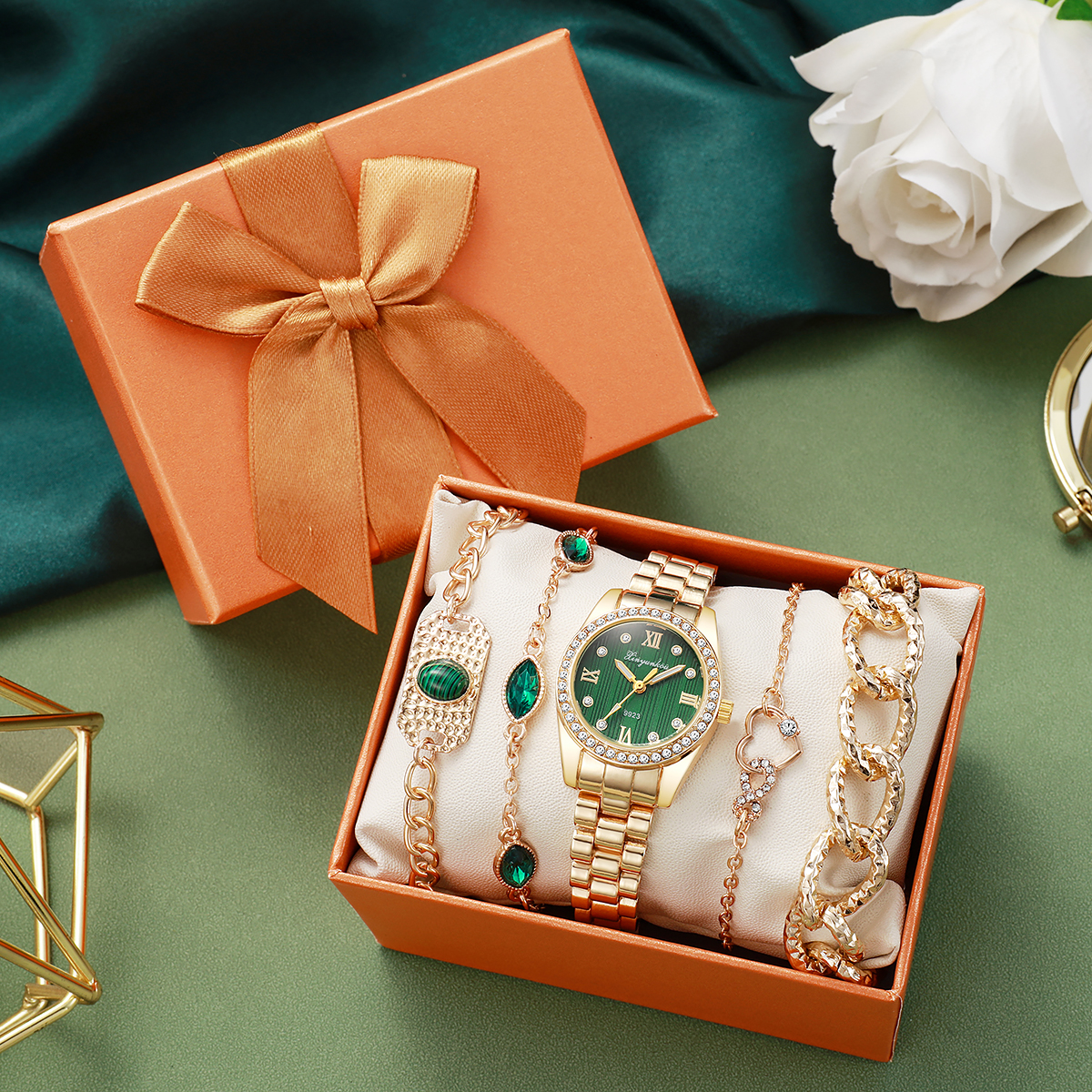 Luxury Watch With Green Dial - Luxury Two-Tone Green Dial Watch &