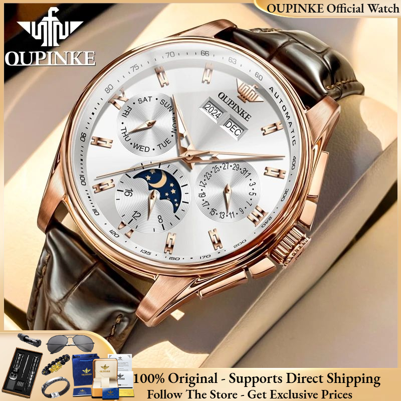 Moonphase Complication Watch - OUPINKE 3189 Men Fully Automatic Mechanical