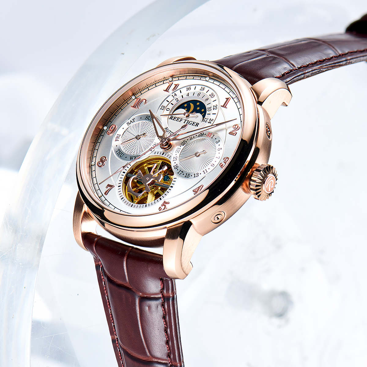 Moonphase Complication Watch - Reef Tiger Artist Master III Fashion