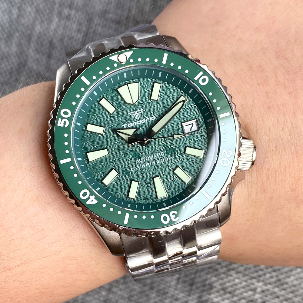 Luxury Watch With Green Dial - Tandorio 41mm Luxury Green Dial Sapphire