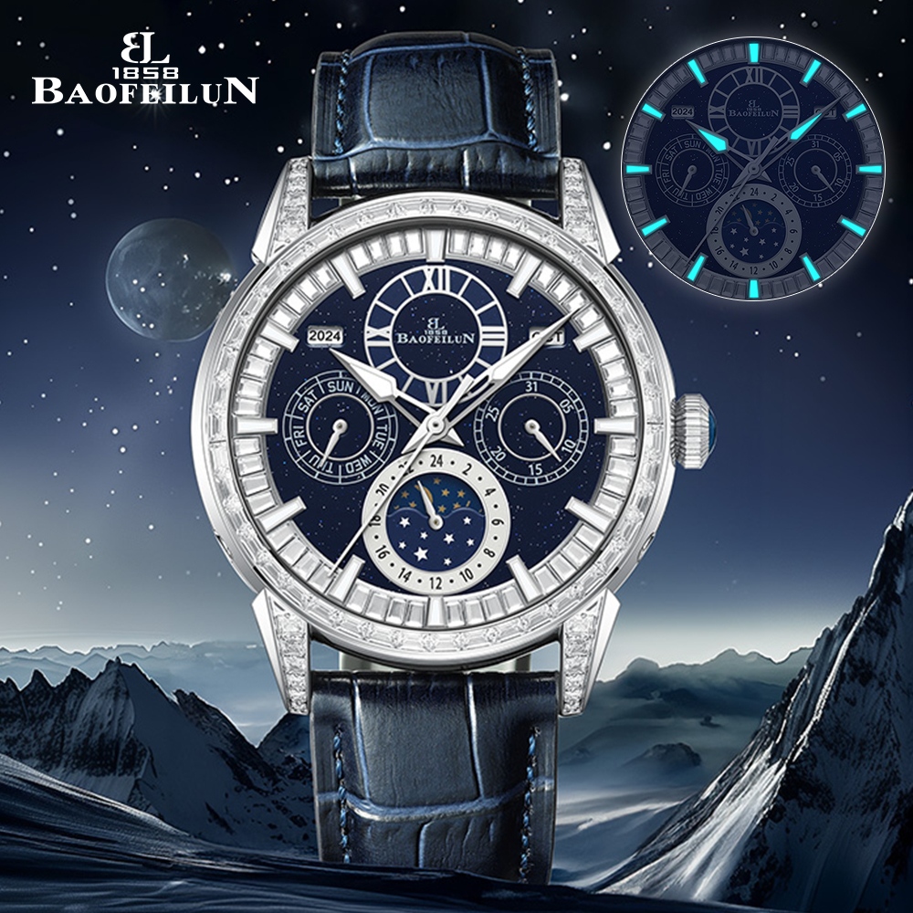 Moonphase Complication Watch - BAOFEILUN Iced out watch Automatic watch