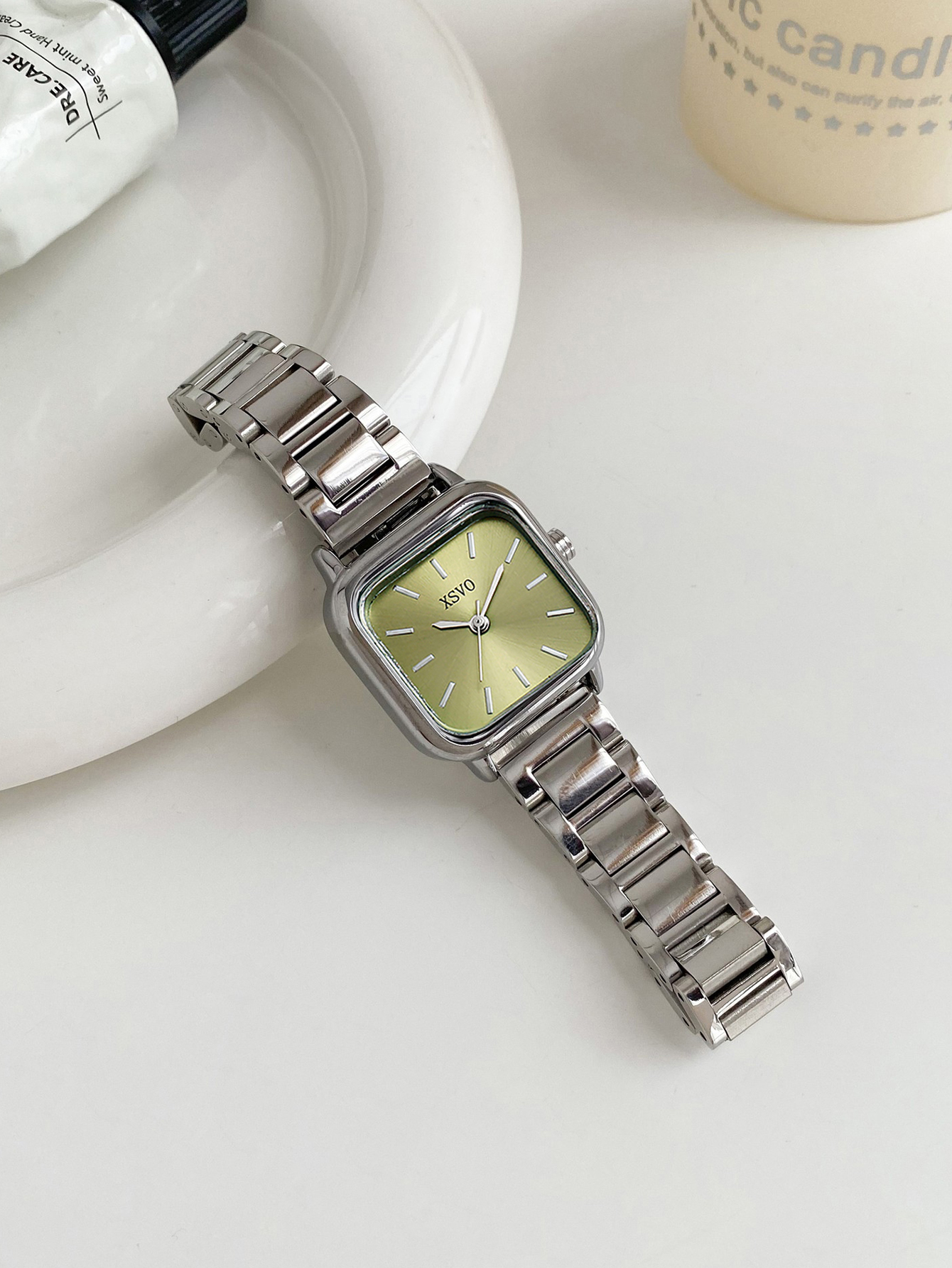 Elegant Square Women's Wristwa - Luxury Watch With Green Dial incelemesi ve fiyatı
