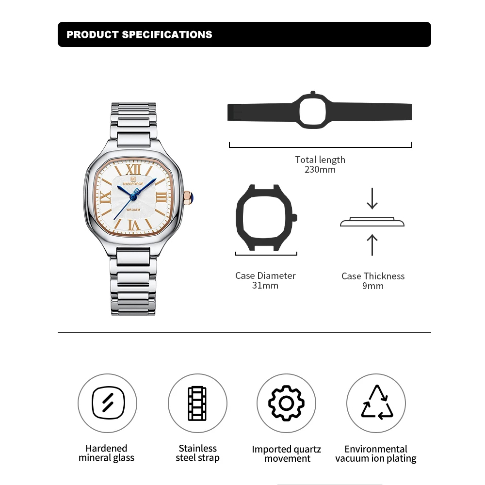 NAVIFORCE Luxury Women's Watch - Luxury Watch Black incelemesi ve fiyatı