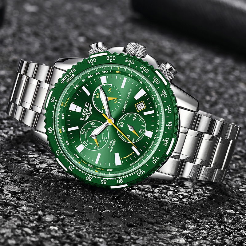 LIGE New Green Big Dial Watch  - Luxury Watch With Green Dial incelemesi ve fiyatı