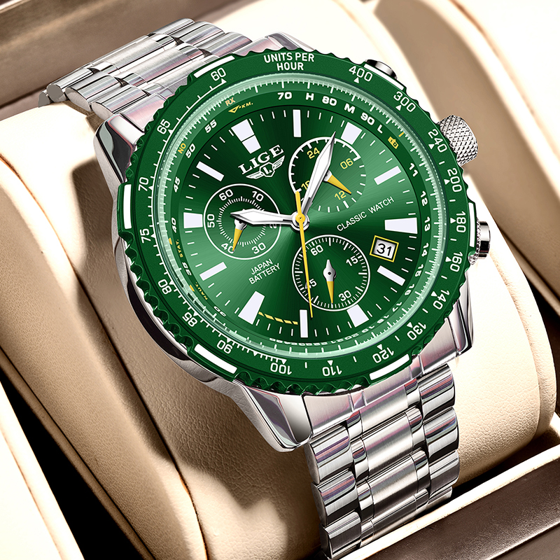 LIGE New Green Big Dial Watch  - Luxury Watch With Green Dial incelemesi ve fiyatı