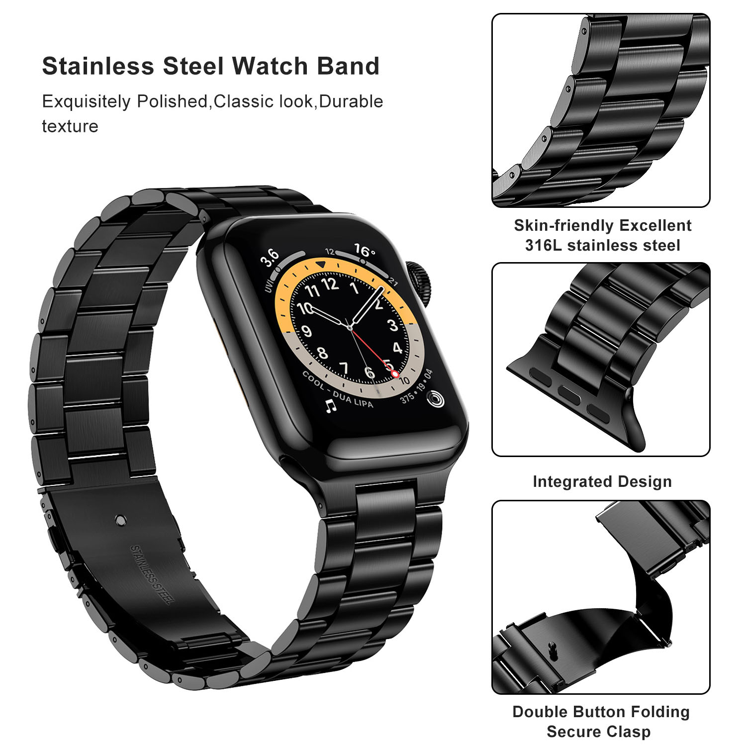 Stainless Steel Strap For Appl - Luxury Watch Apple Bands incelemesi ve fiyatı