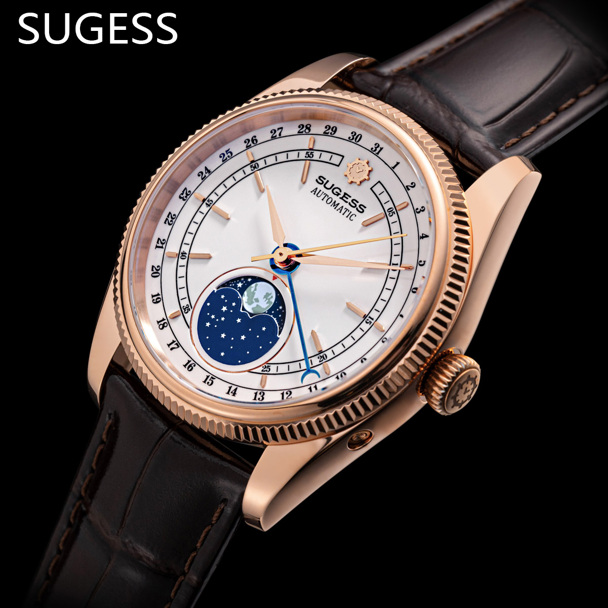 Sugess 40mm Watch of Men Moonp - Moonphase Complication Watch incelemesi ve fiyatı