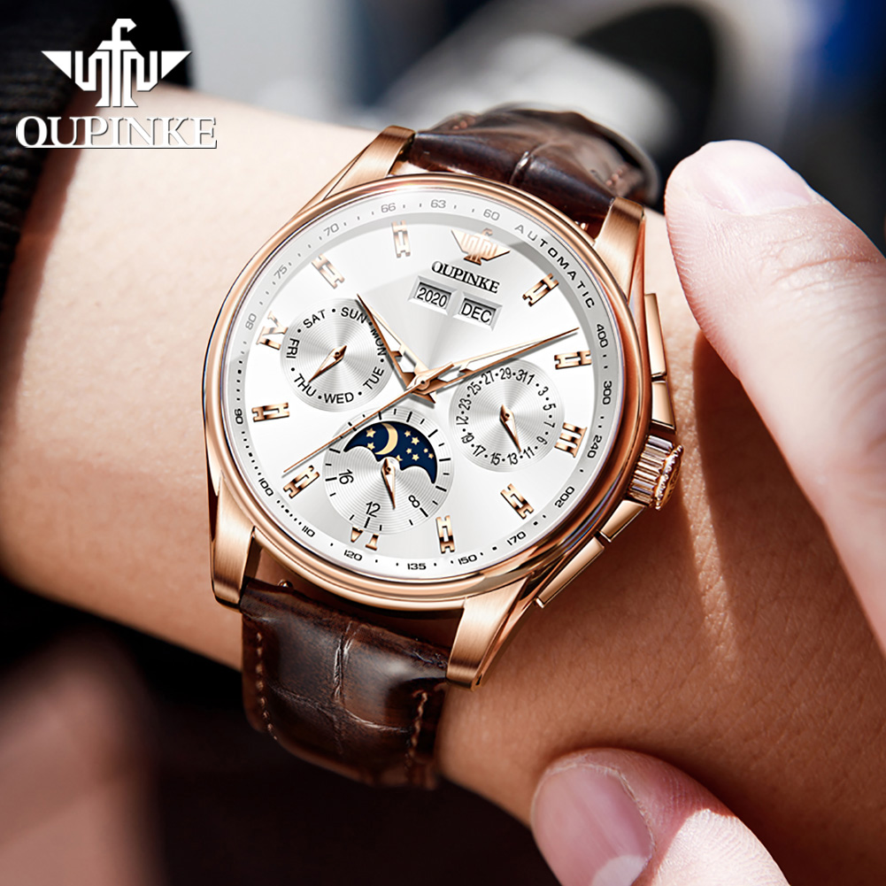 OUPINKE 3189 Men Fully Automat - Moonphase Complication Watch incelemesi ve fiyatı