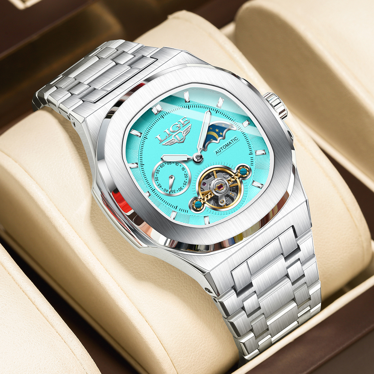 LIGE Mechanical Watch Dual Sec - Tourbillon Movement Watch incelemesi ve fiyatı