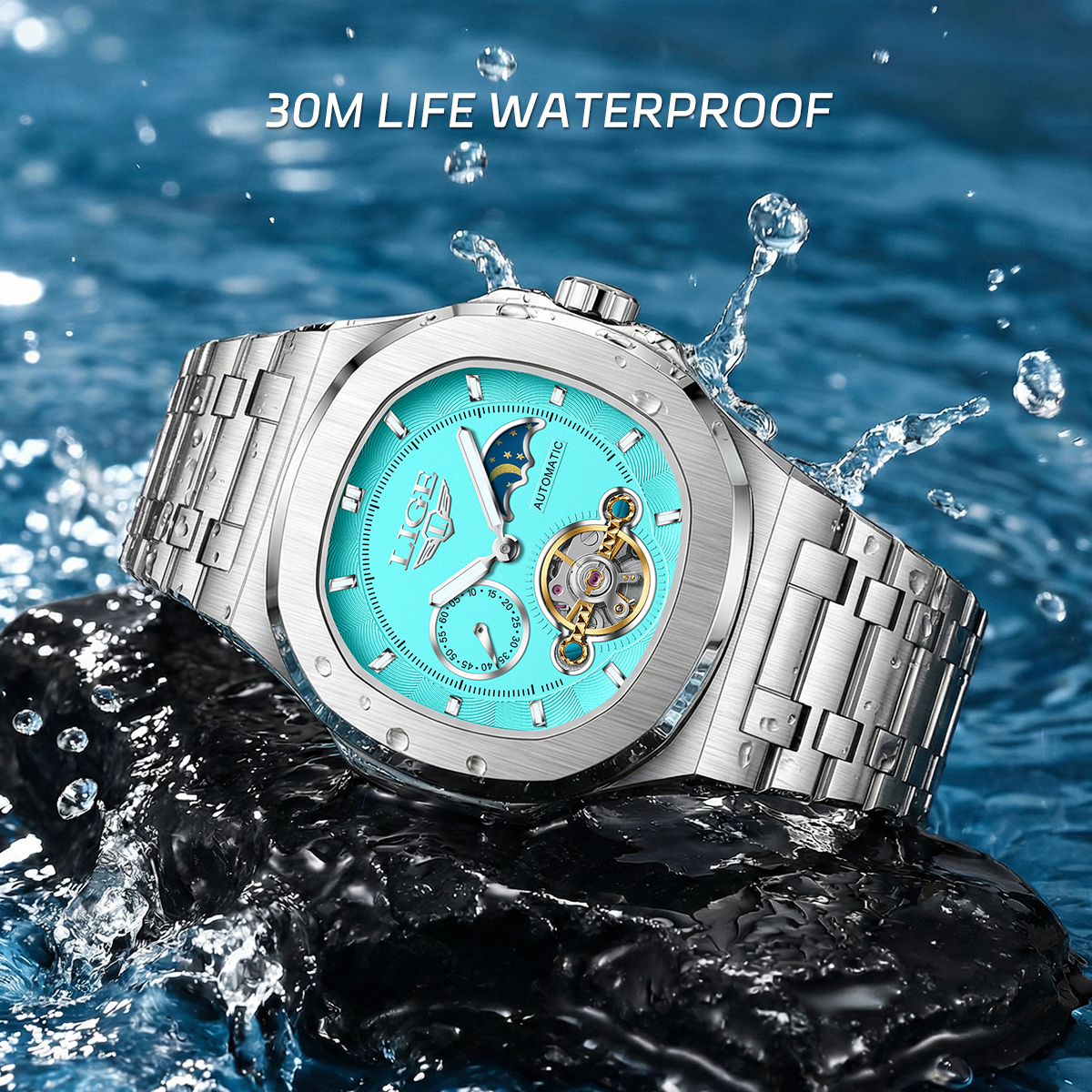 LIGE Mechanical Watch Dual Sec - Tourbillon Movement Watch incelemesi ve fiyatı