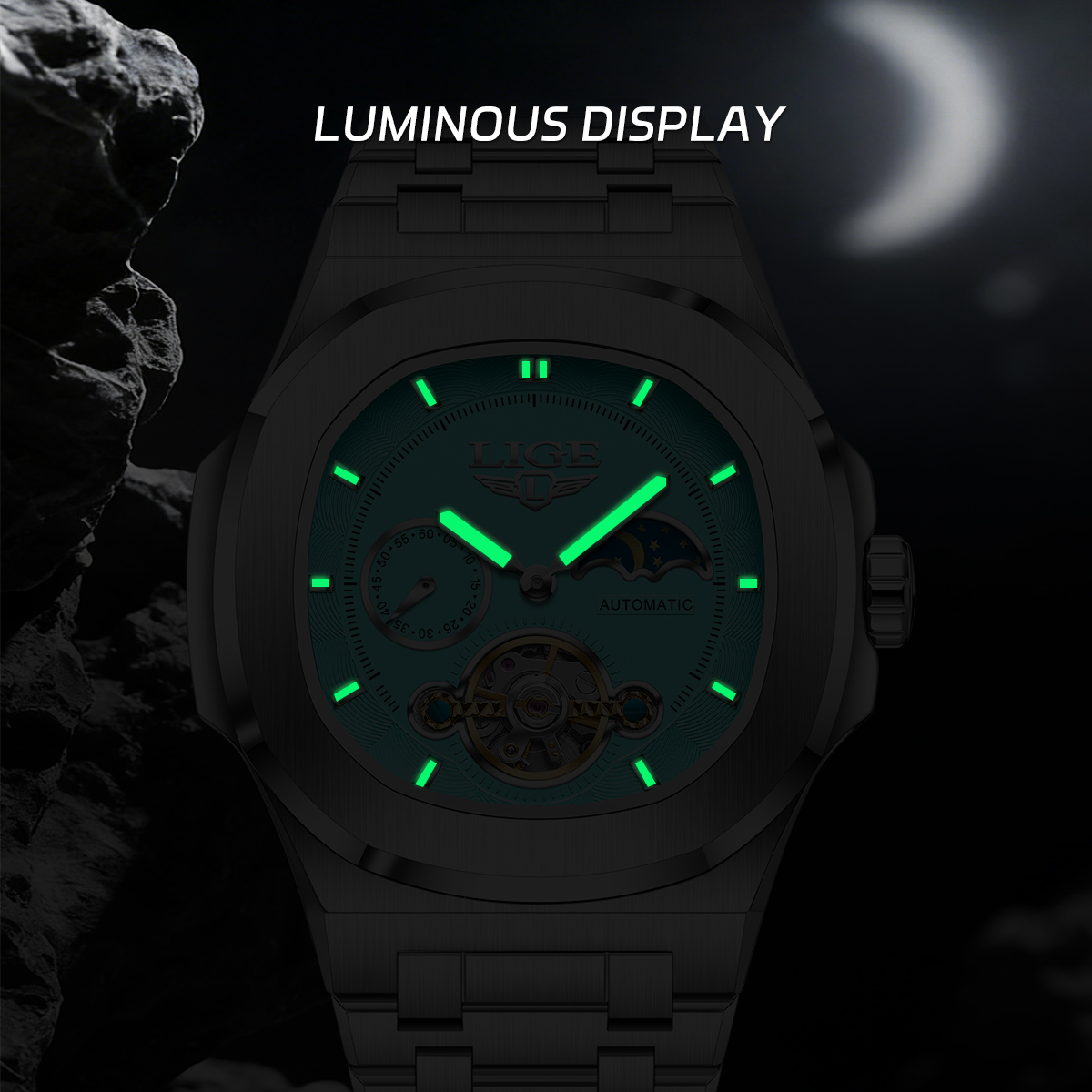 LIGE Mechanical Watch Dual Sec - Tourbillon Movement Watch incelemesi ve fiyatı