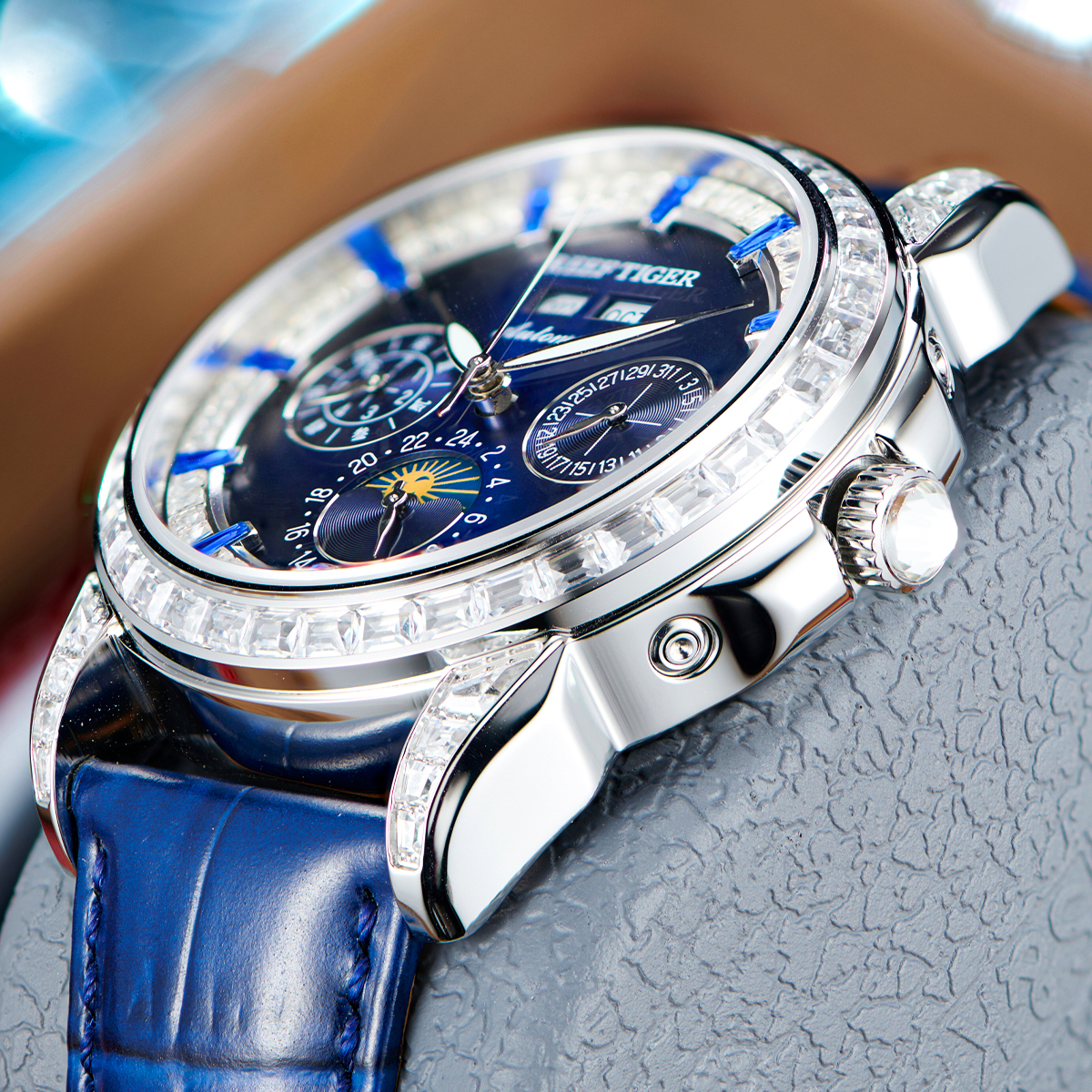 Reef Tiger/RT Brand Mens MoonP - Moonphase Complication Watch incelemesi ve fiyatı
