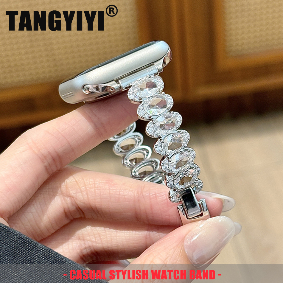Luxury Oval Full Diamond Brace - Luxury Watch Apple Bands incelemesi ve fiyatı