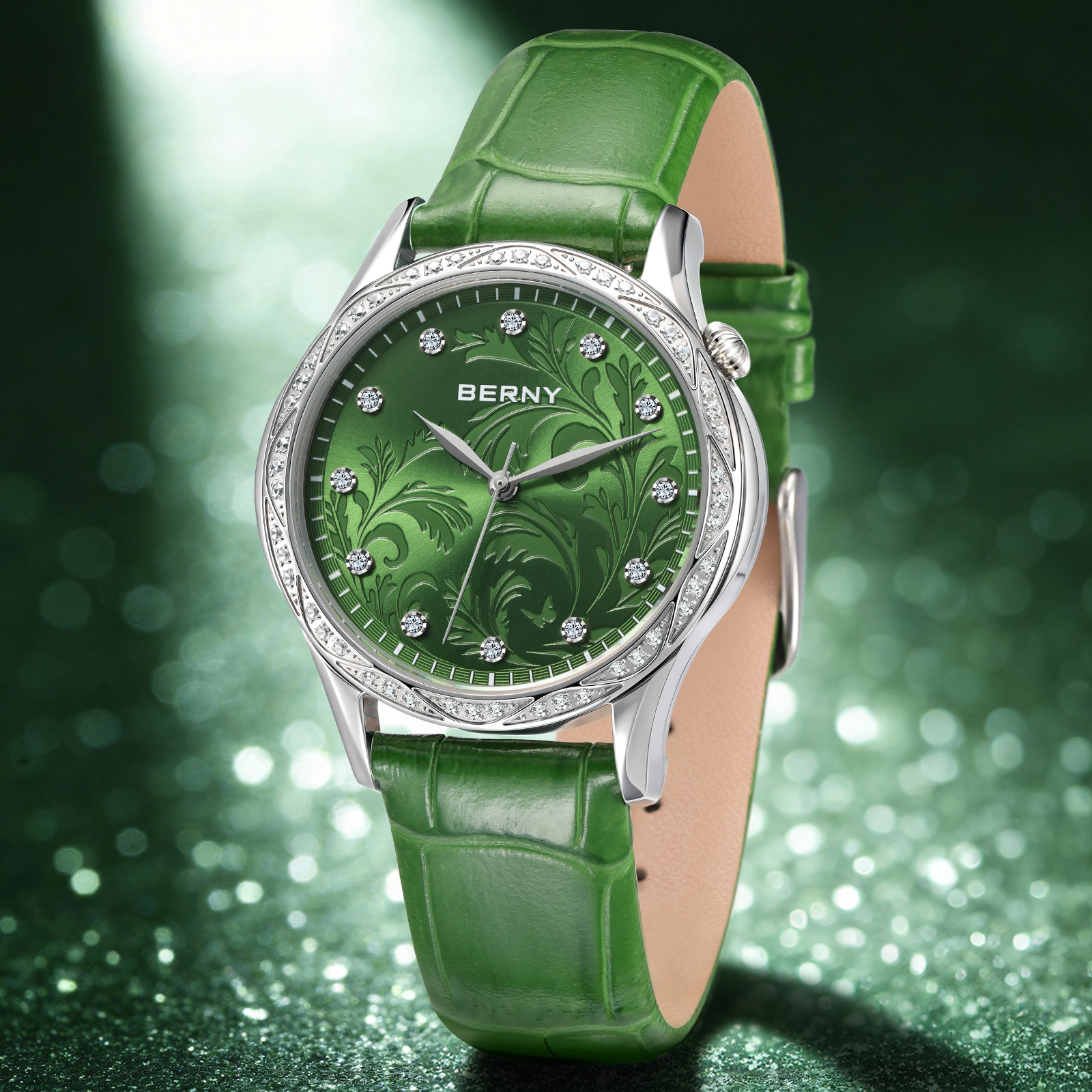 BERNY Women‘s Quartz Watch Gre - Luxury Watch With Green Dial incelemesi ve fiyatı