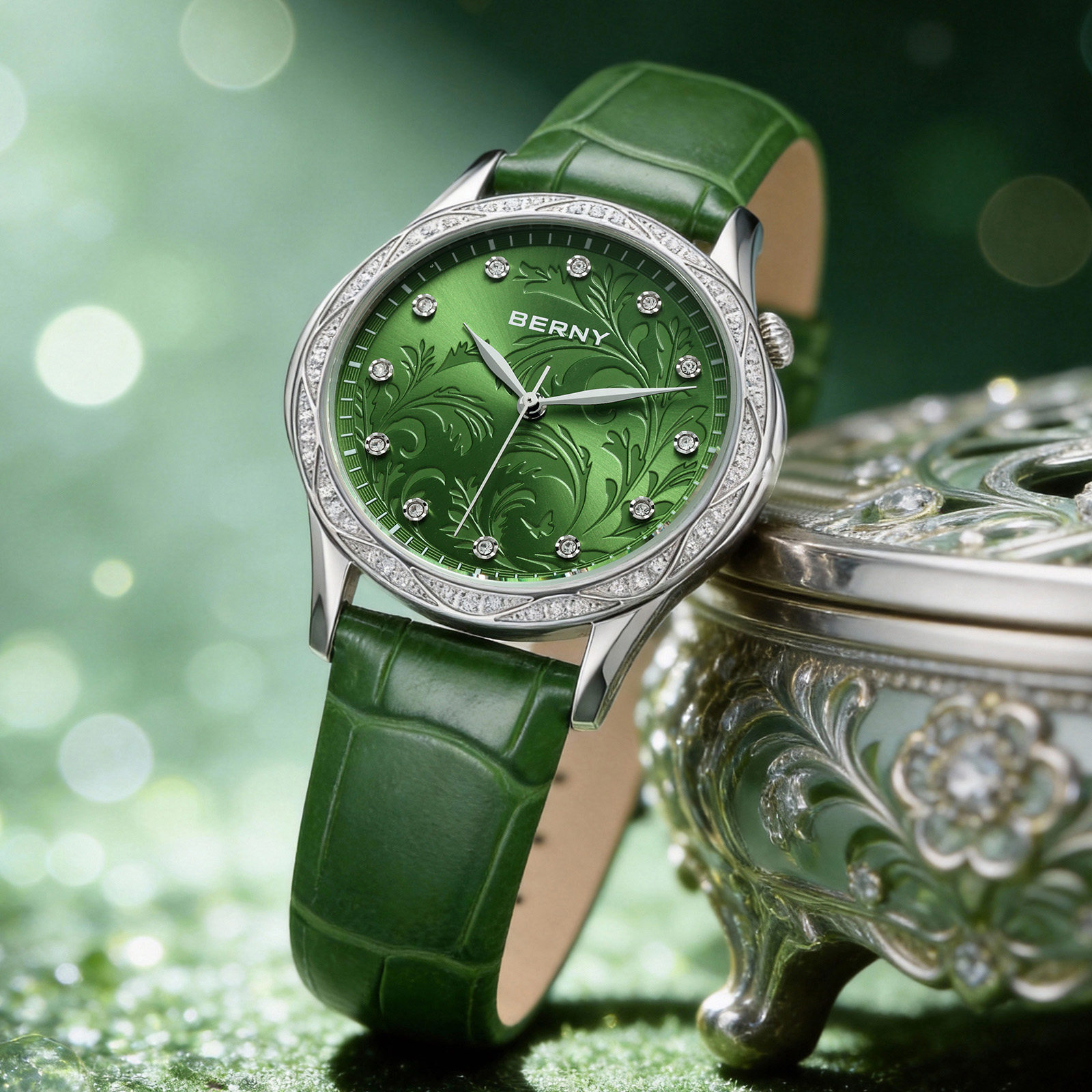 BERNY Women‘s Quartz Watch Gre - Luxury Watch With Green Dial incelemesi ve fiyatı