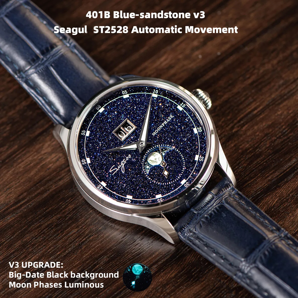 Sugess Moonphase Luxury Wristw - Moonphase Complication Watch incelemesi ve fiyatı