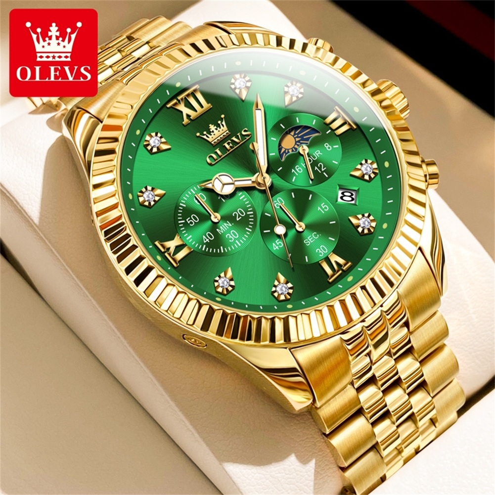 OLEVS 2932 Men Watch All Gold  - Moonphase Complication Watch incelemesi ve fiyatı