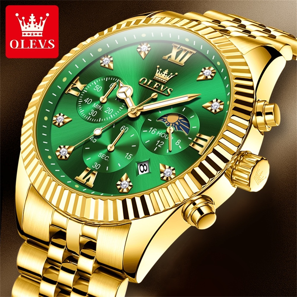 OLEVS 2932 Men Watch All Gold  - Moonphase Complication Watch incelemesi ve fiyatı