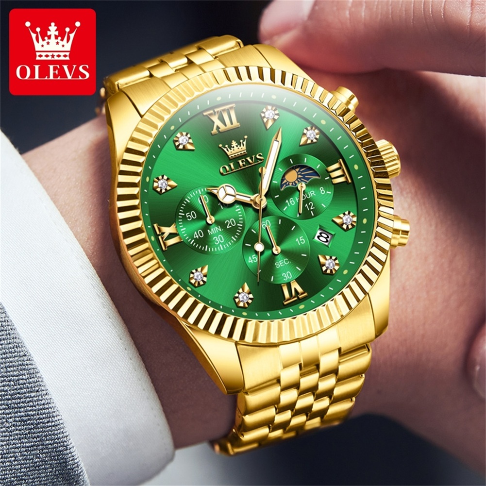 OLEVS 2932 Men Watch All Gold  - Moonphase Complication Watch incelemesi ve fiyatı