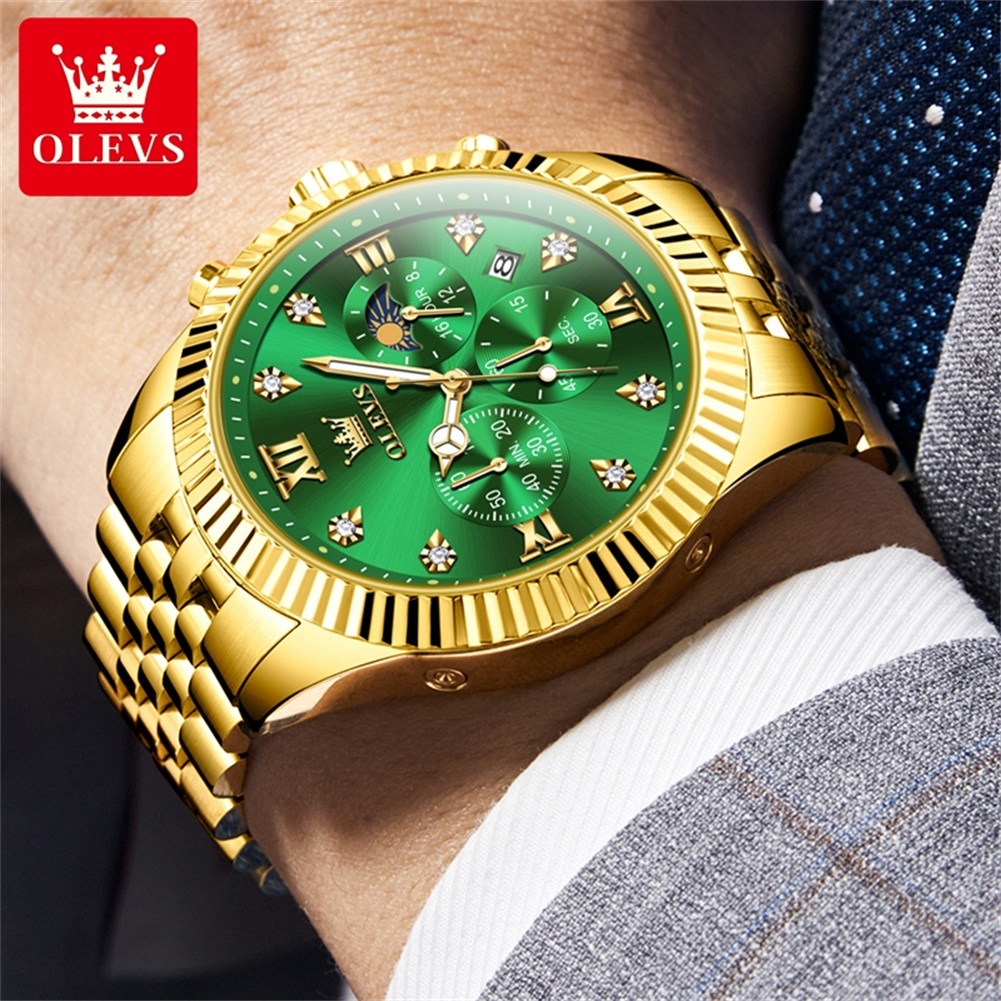 OLEVS 2932 Men Watch All Gold  - Moonphase Complication Watch incelemesi ve fiyatı