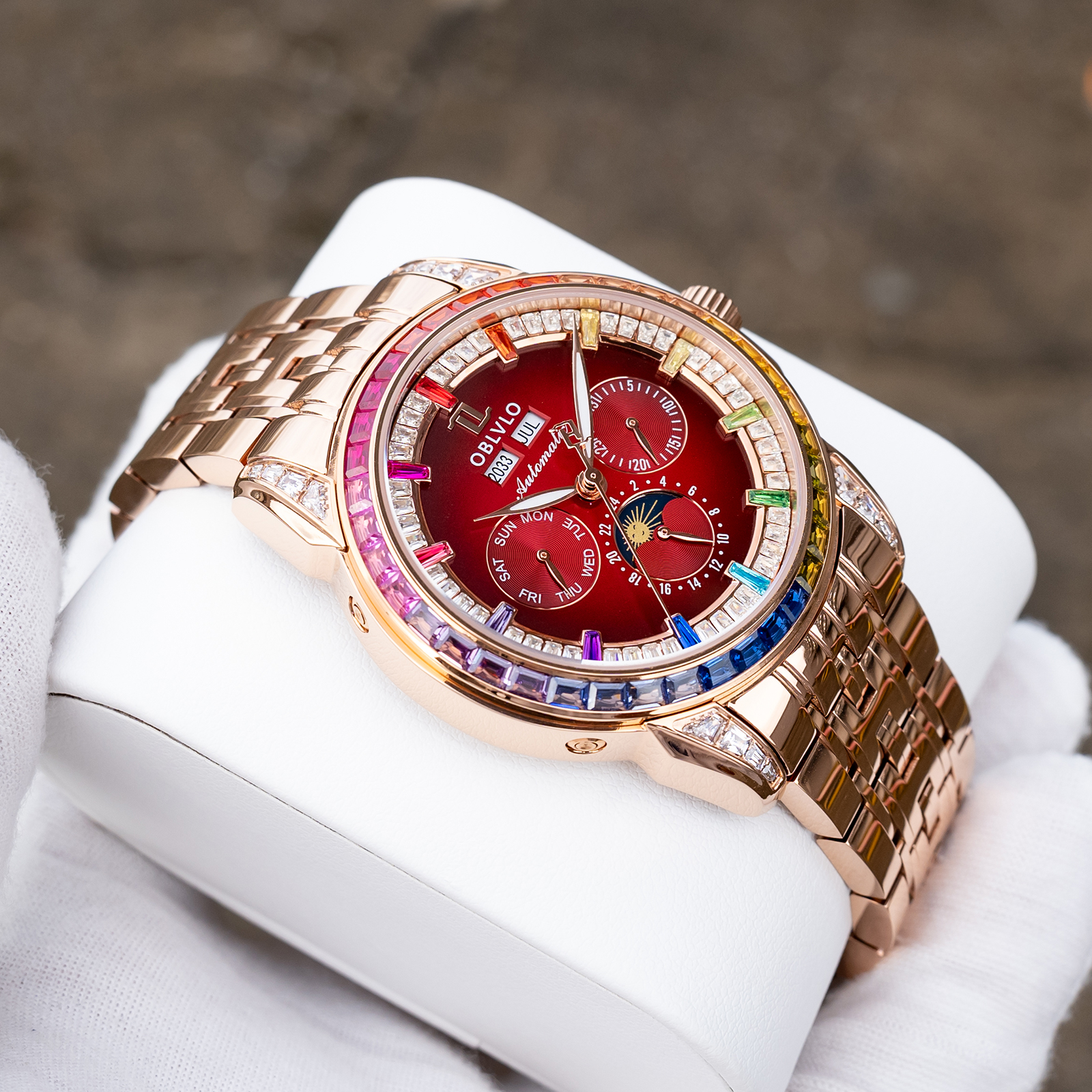 OBLVLO Men's Classic Mechanica - Moonphase Complication Watch incelemesi ve fiyatı