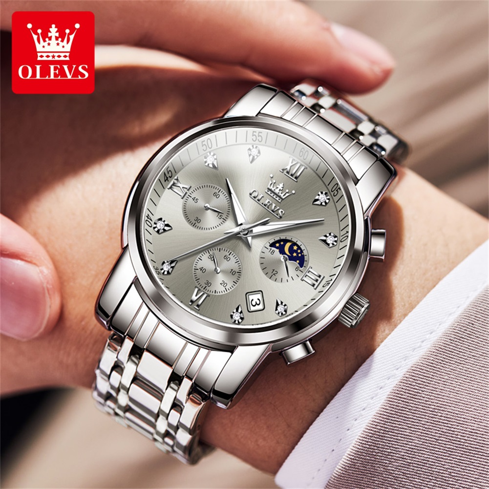 OLEVS 2858 Men Watch Luxury Br - Moonphase Complication Watch incelemesi ve fiyatı