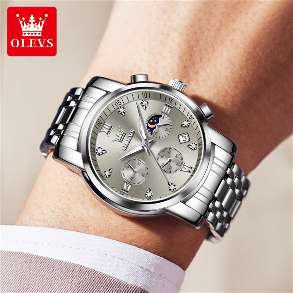OLEVS 2858 Men Watch Luxury Br - Moonphase Complication Watch incelemesi ve fiyatı