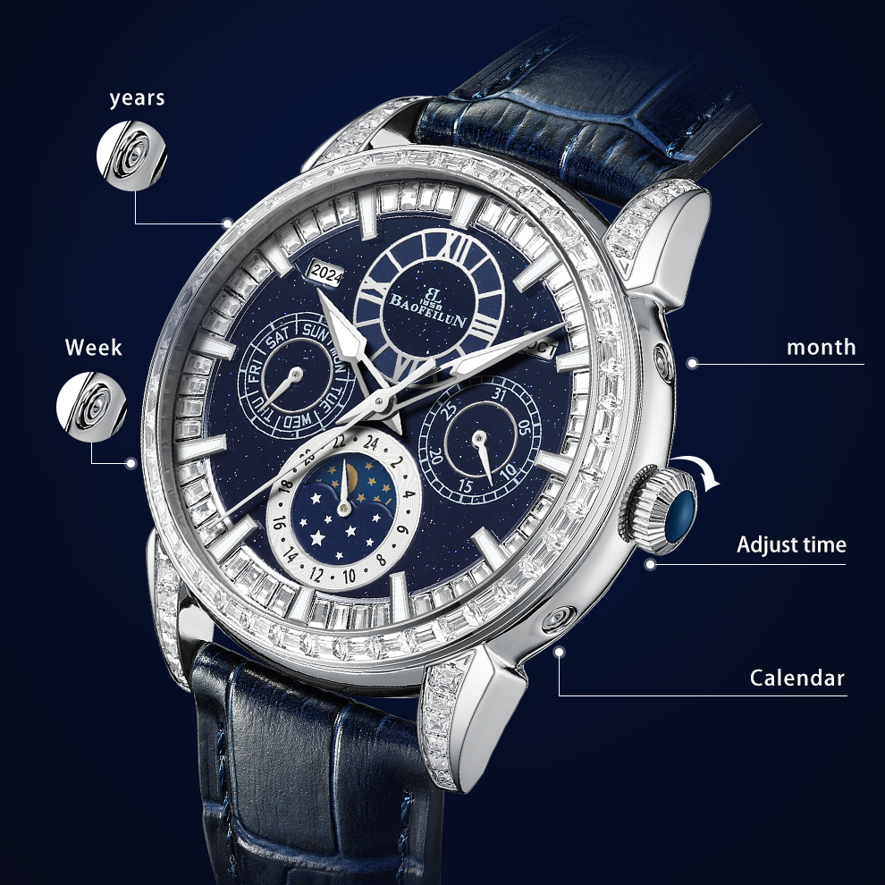 BAOFEILUN Iced out watch Autom - Moonphase Complication Watch incelemesi ve fiyatı